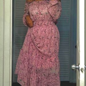 beautiful pink flower dress.